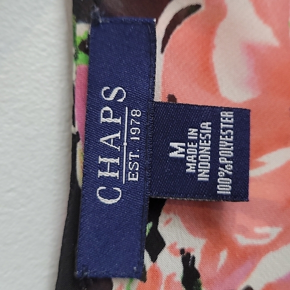 Chaps floral flutter sleeve ruffle front blouse - Picture 4 of 7